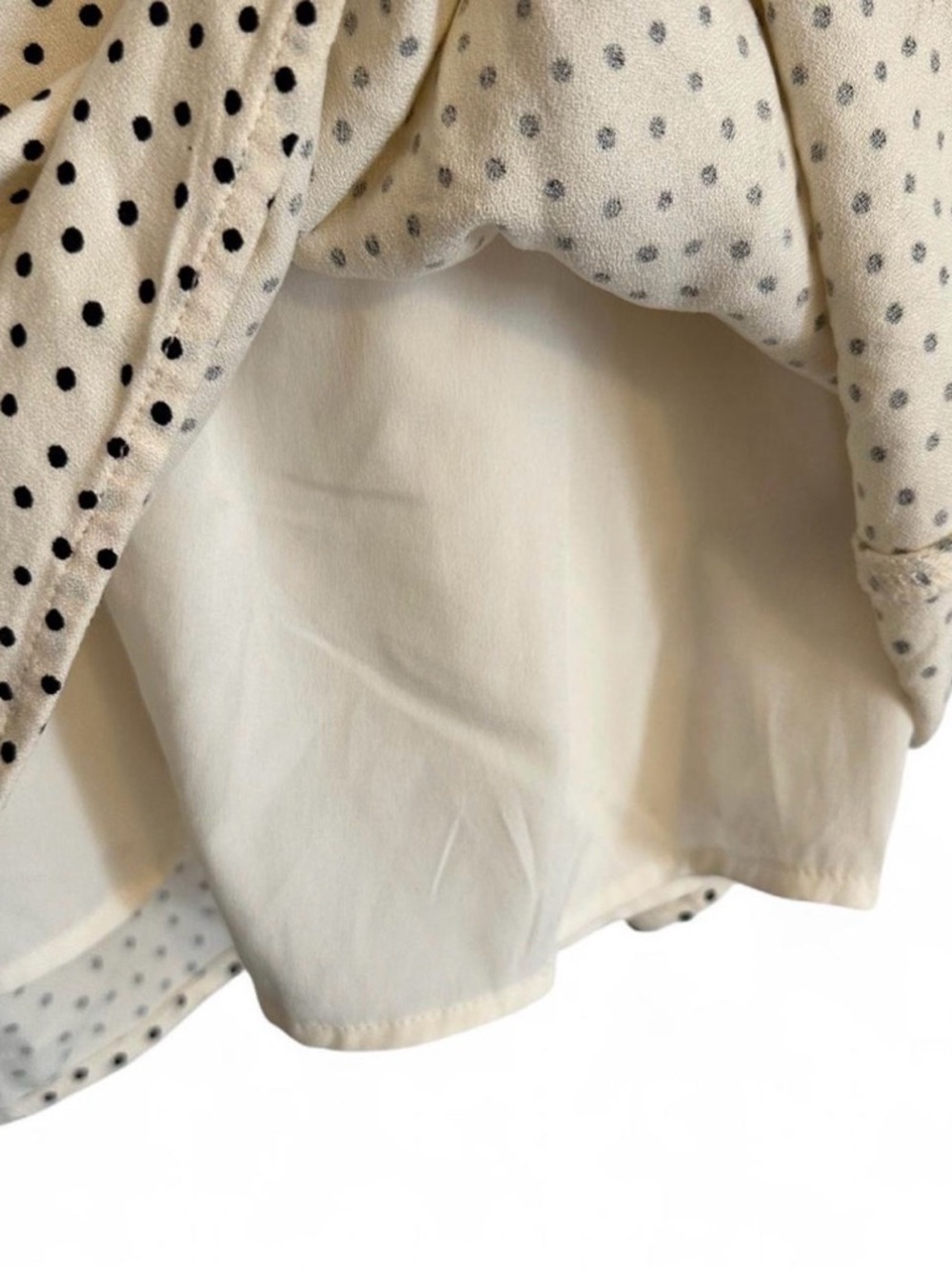 Old Navy Cream Polka Dot Dress XL V Neck Collar Long Sleeves Coquette Kawaii - Picture 6 of 8